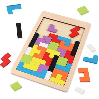 1 Set Wooden  Jigsaw Puzzle Baby Early Education Fun Game Children Thinking Logic Square Toy Puzzle Macaron Color