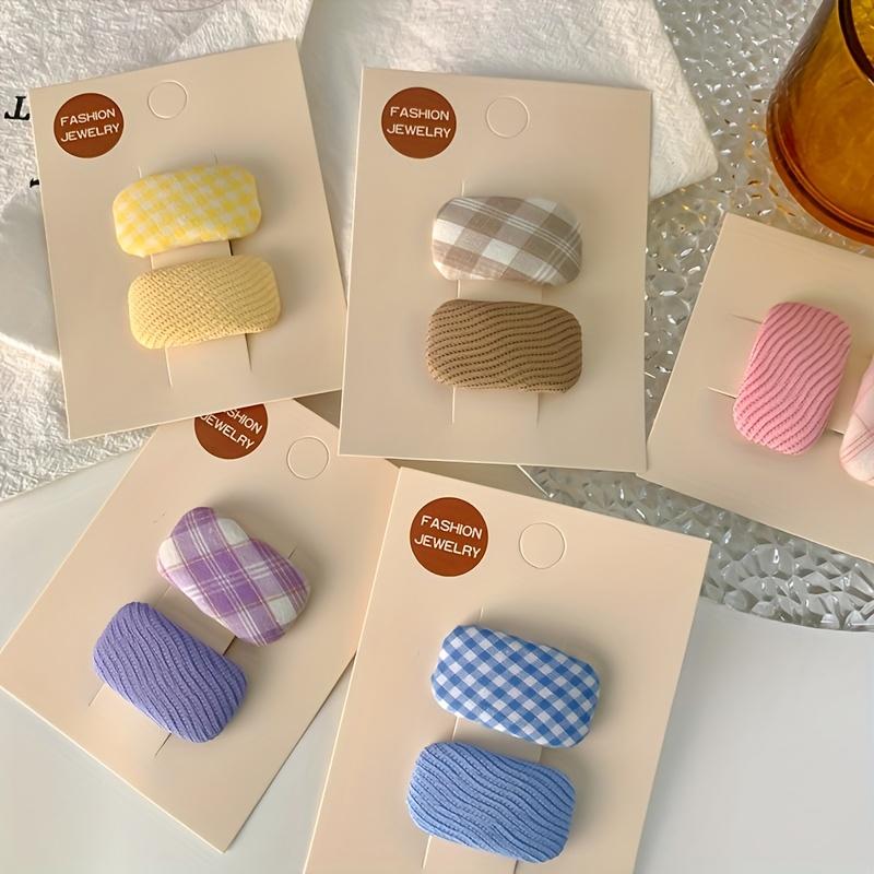 Fashionable Fabric Hair Pins - Cute Plaid & Check Pattern, Colorful Side & Front Hair Accessories For, Ideal for Proms & Graduation
