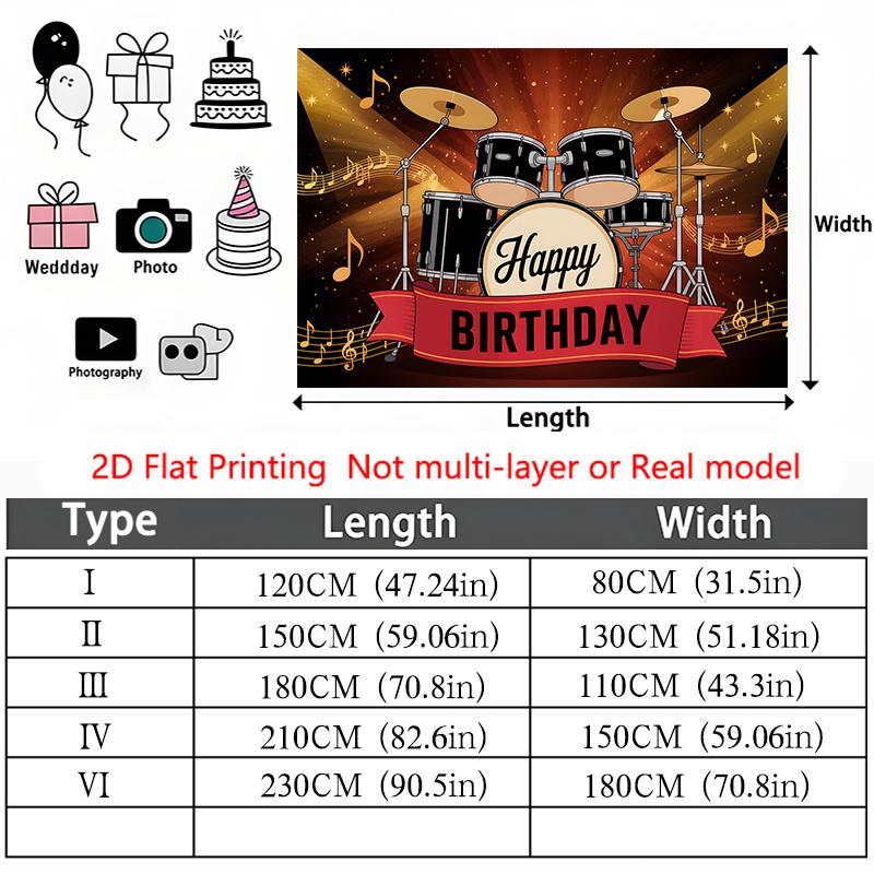 Party Backdrop Flat Cool Drum Photo Booth Background Birthday Party Decor