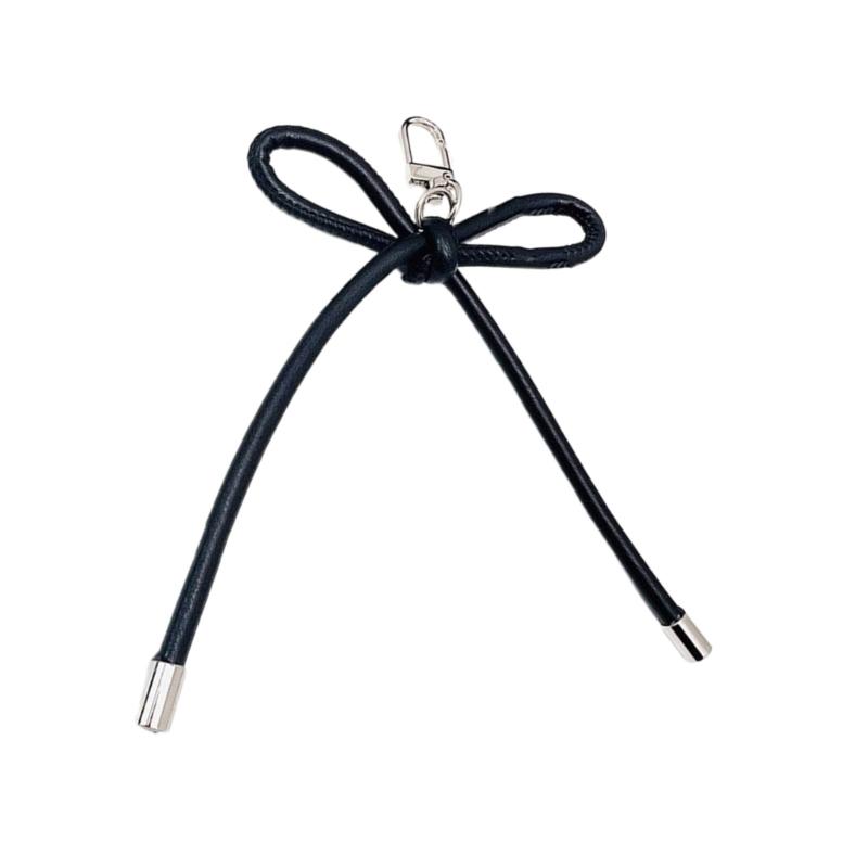 Elegant Keychain Charm with PU Leather Bowknot Details for Women Girls Handmade Keyring Backpack Pendant Jewelry Gift