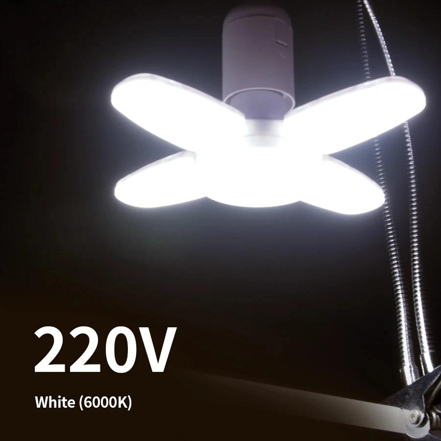 E27 Foldable LED Bulb 28W AC 220V Adjustable Fan-Shaped Ceiling Light for Garage, Home, Living Room, Warehouse, Collapsible Lamp