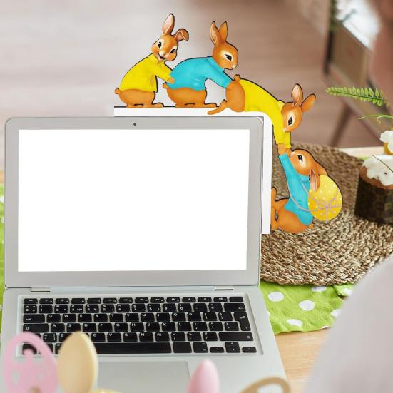 Decoração de Porta de Páscoa Coelho de Madeira Canto da Moldura da Porta Sinal Rústico de Primavera para Janela Parede Decoração de Casa Interior