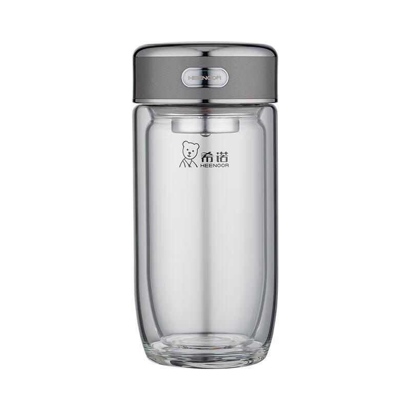 HEENOOR Double Wall Glass Tea Infuser Travel Mug