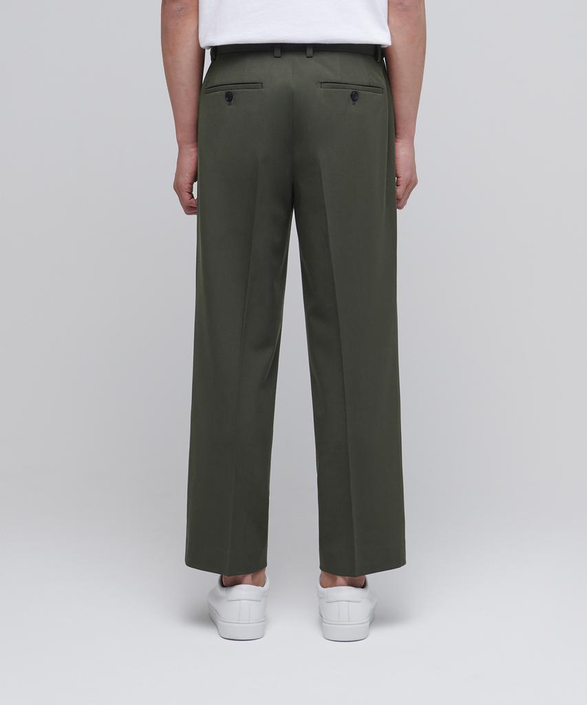 MUSINSA STANDARD Wide Hidden Banding Crop Slacks [Dusty Khaki]