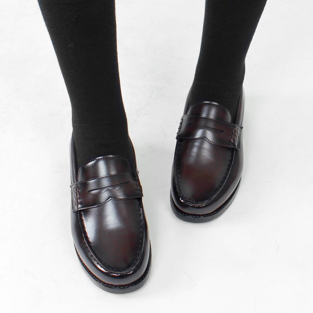 PAFHL Lightweight Size for Commuting to Made of Premium Leather Women's Loafers, Black, 25, School, (old edition, cm2412-old, Black)