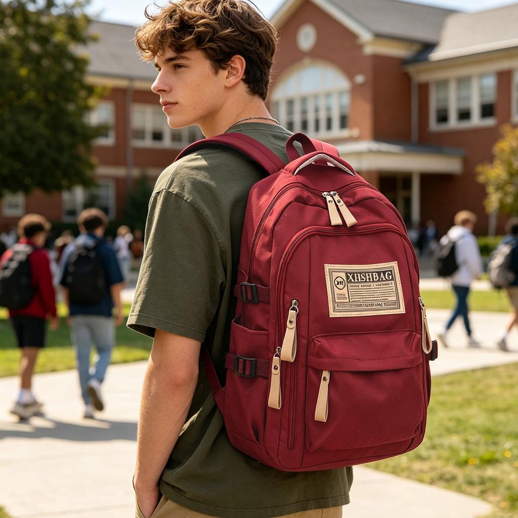 XHSHBAG Durable Multi Pocket Backpack with Adjustable Straps and Zippered Compartments for Everyday Use and Travel