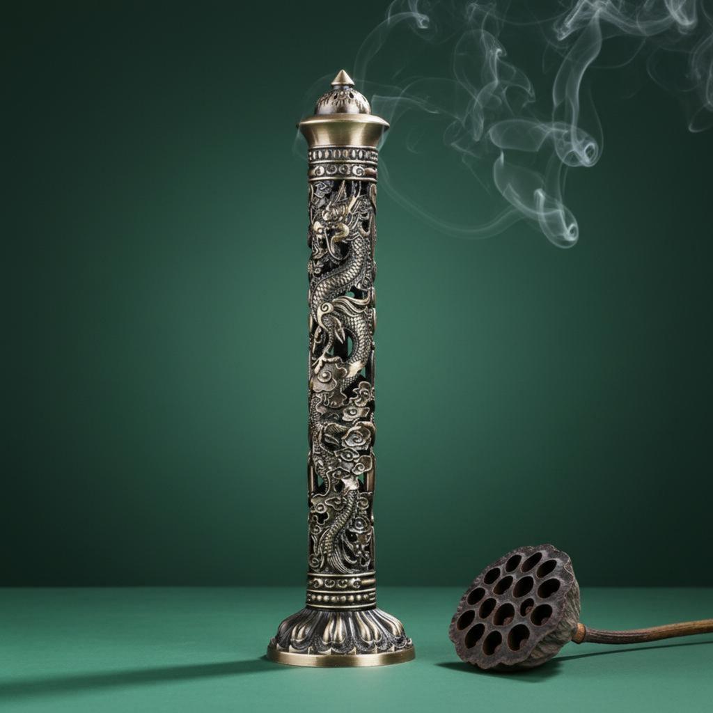 Dragon Carved Incense Burner Chinese Design Dragon Incense Burner Home Decor Artisanal Look
