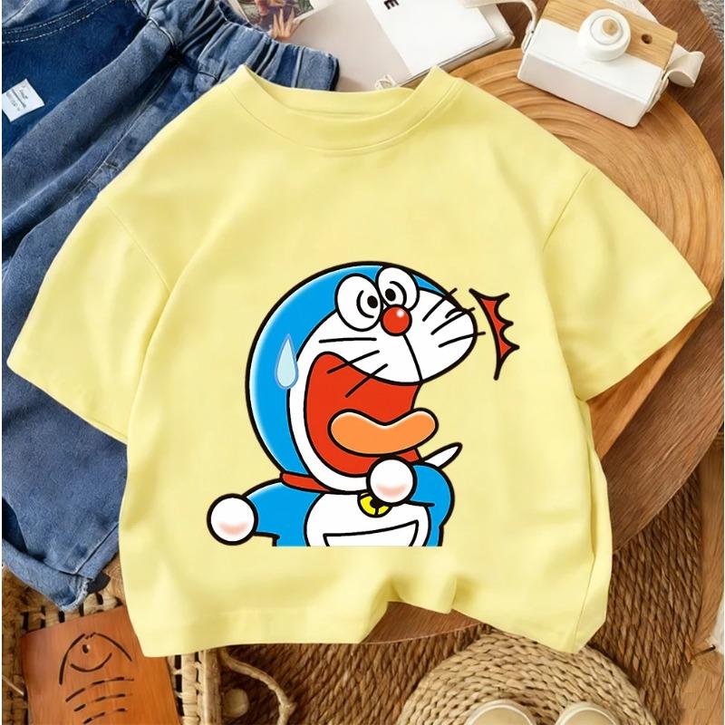 Children's Casual T-shirt Doraemon Cute Kawaii Print 2026 Summer Street Fashion