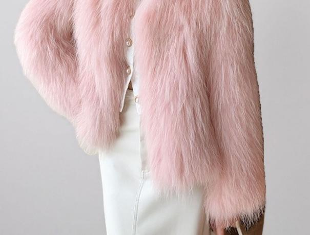 European and American stand-up collar imitation fur jacket short fashion imitation fox fur top plush women's winter clothing fashionable and simple