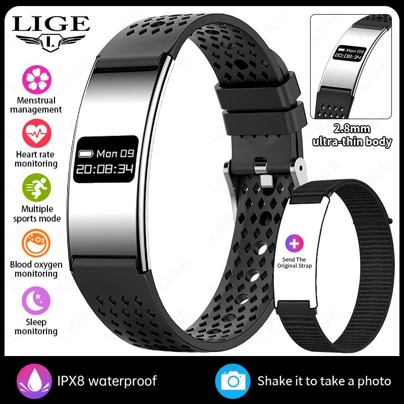 LIGE Ultra Thin 2.8mm Smart Band Milanese Strap Heart Rate Monitor Call Reminder Multi Sports Mode Smart Watch