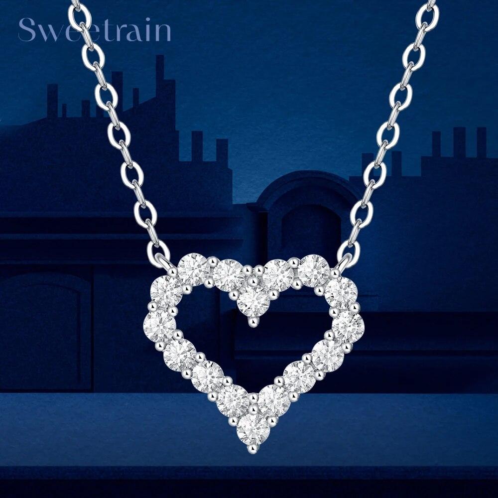 

Корейская мода в форме сердца Муассанит ожерелье для женщин S925 Серебряная бриллиантовая цепочка на ключицу День рождения ювелирные изделия подарок Full Moissanite белого золота