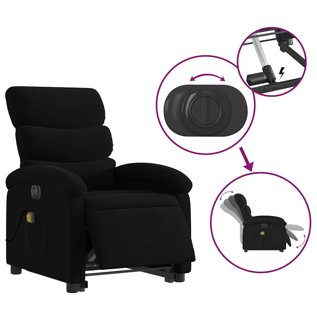 Vidaxl Lift-Up Massage Chair, Electric, Reclining, Black