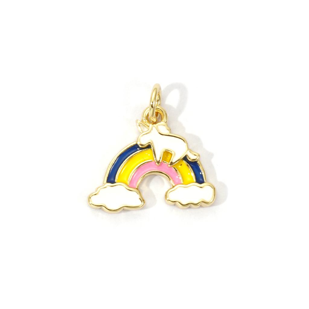 2 PCs Brass Charms 18K Gold Plated Colorful Enamel Cloud Meteor Lightning Weather Pendant For DIY Necklace Jewelry Making