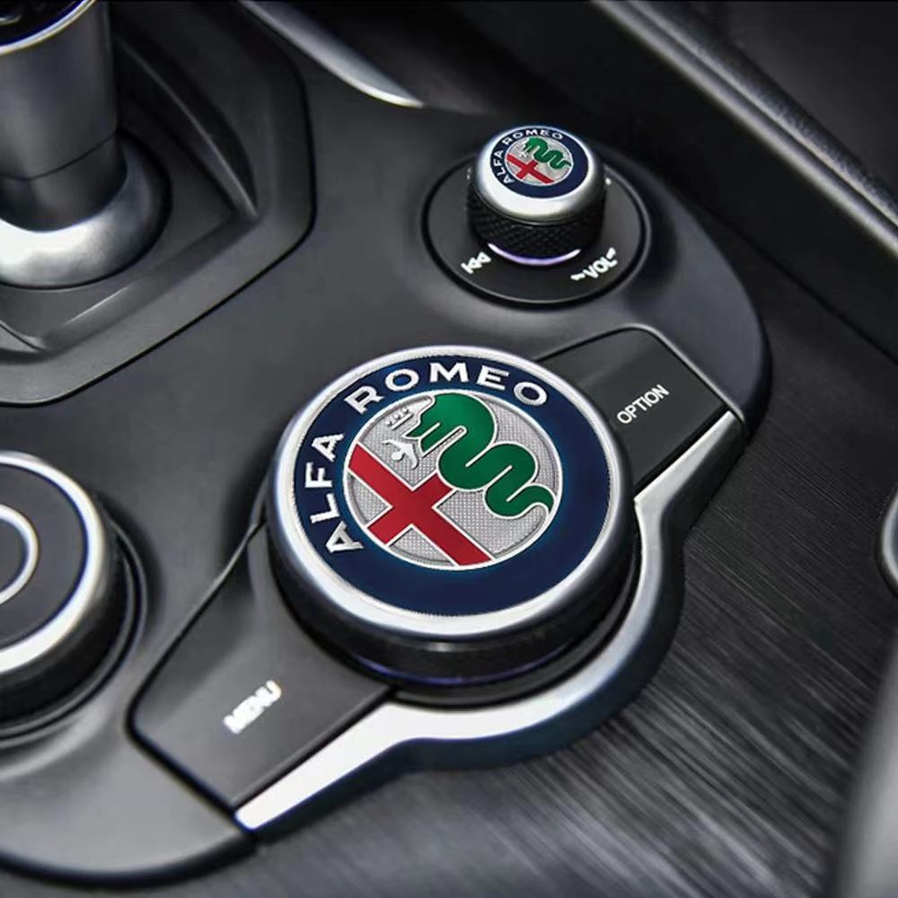 Pro Alfa Romeo 40mm Samolepka s emblémem na volant auta Odznak na ovladači středové konzole Pro Alfa Romeo Giulietta Mito Giulia Stelvio Br