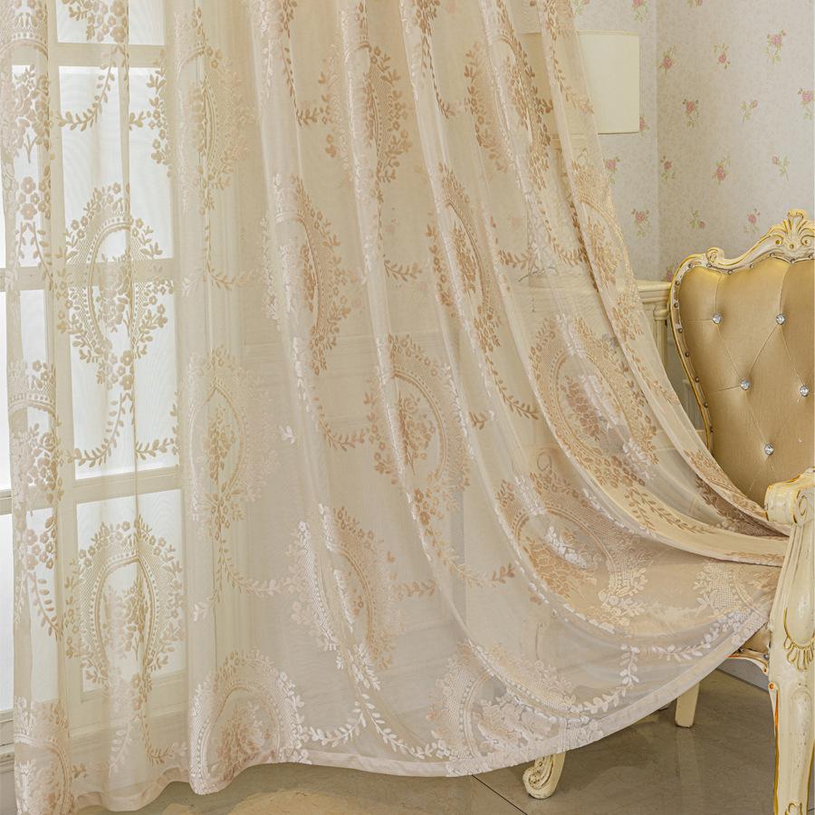 European-style Thickened Jacquard Curtains, Romantic Floral Patterns Curtain for Living Room Balcony Dining Room Home Decoration