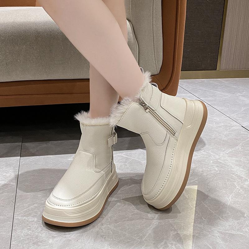 Women's Lightweight Chunky-Soled Winter Insulated Snow Boots with Fleece Lining, Slip-Resistant and Durable Casual Sporty Cotton Boots