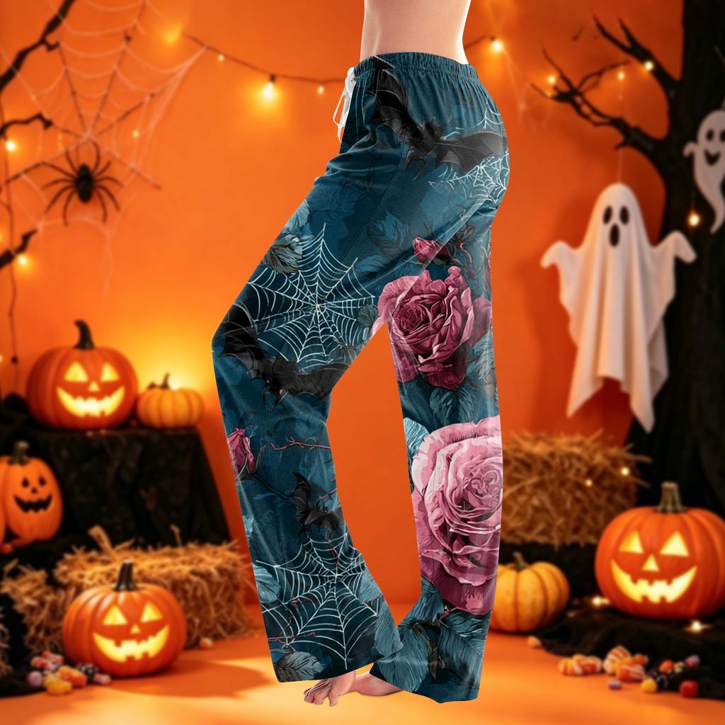 Women's Pajama Pants with Drawstring Halloween Print Relaxed Fit for Casual