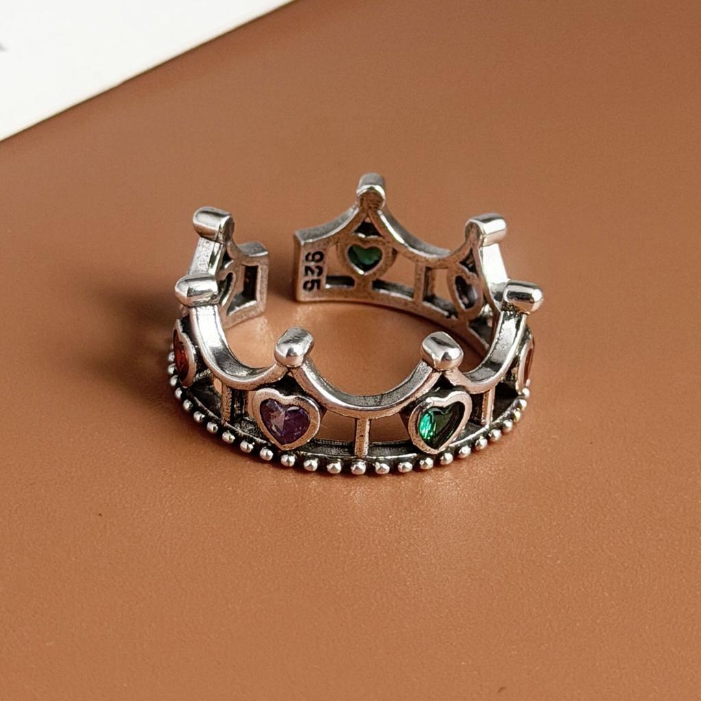 Xiaomi BF CLUB 925 Sterling Silver Ring For Women Jewelry Retro Crown Shape Open Vintage Handmade Ring Allergy For Party Birthday Gift