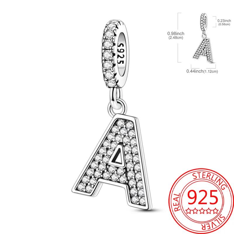 Copper 26 Letters Alphabet Charms Bead Inlaid Shiny Zircon Diy Love Letters Jewelry Gift Fit Original Bracelet For Women