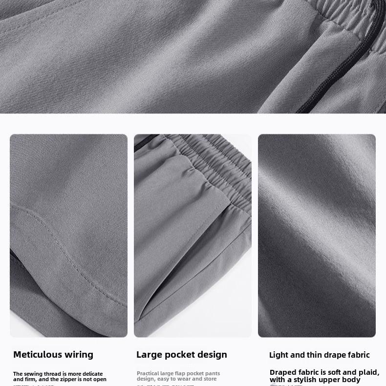 Men's Casual Black Ice Silk Five-Point Sports Shorts