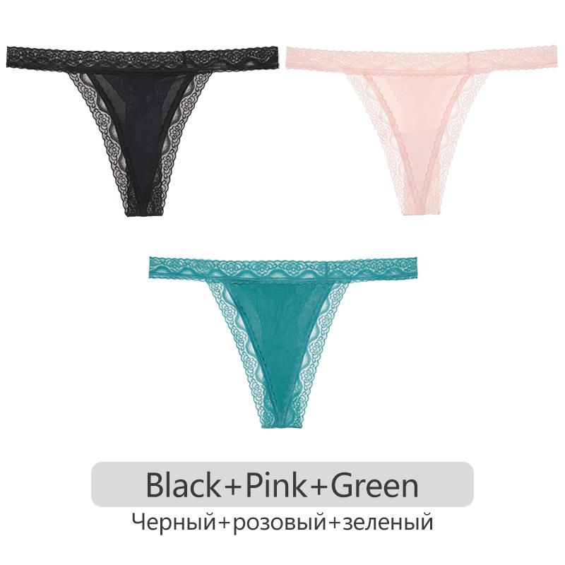 Women Thongs 3Pcs/set Lace G-sting Panties Female Sexy T-Back Underwear S-XL Ladies Thong Underpants Nylon Thongs Lingerie 2023