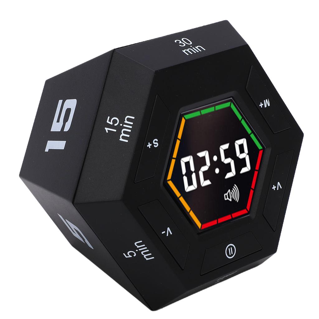 Timer Cube Hexagon Digital Display Count Up Countdown Magnetic Flip Timer for Study Kitchen Work