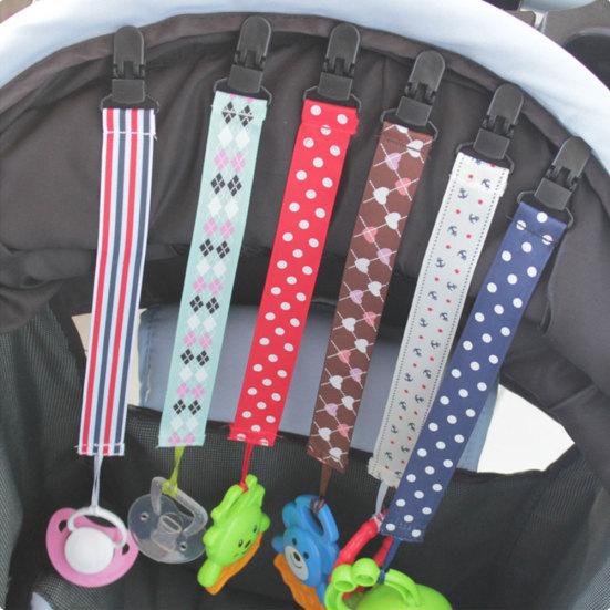 Baby Infant Toddler Pacifier Soother Stripes Nipple Clip Holder Strap Lanyard
