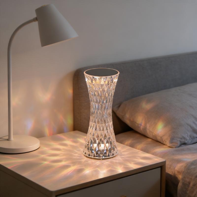 Creative Curvy Waist Crystal Table Lamp Touch Control Romantic Atmosphere Night Light Decorative Gift Lamp for Bedroom Bedside