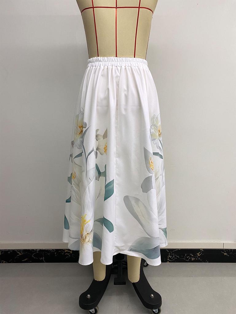 Independent Station 2025 Floral Print Button-Decorated Summer Skirt - Casual & Fresh Style