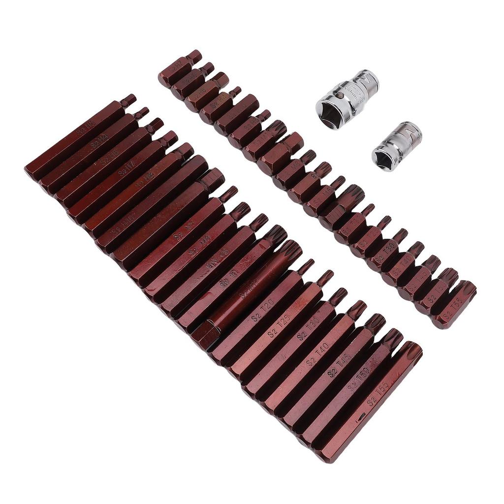 40Pcs Bit Socket Set Star Hex 3 8in Cr V S2 Alloy Steel High Torsion for Automotive Mechanic