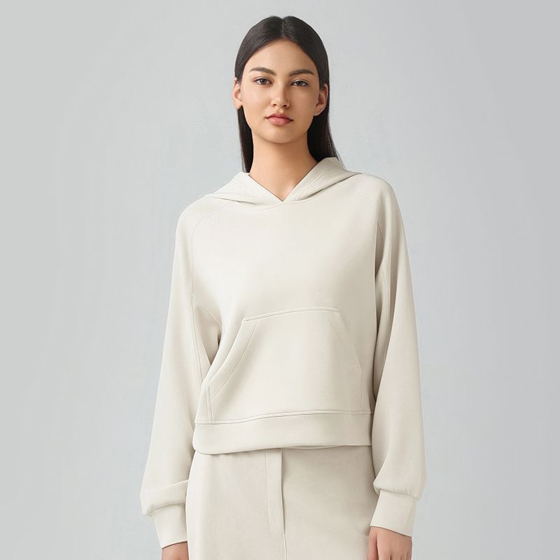 Spring and Autumn Yoga Clothes Cover Up Women Loose Short Pullover Casual Hood Air Layer Hoodie Outerwear Running Top