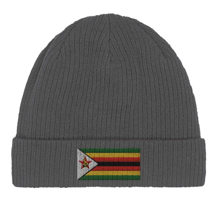Bonnet - Drapeau Zimbabwe - Gris - 100% coton - Taille fixe - Design épuré