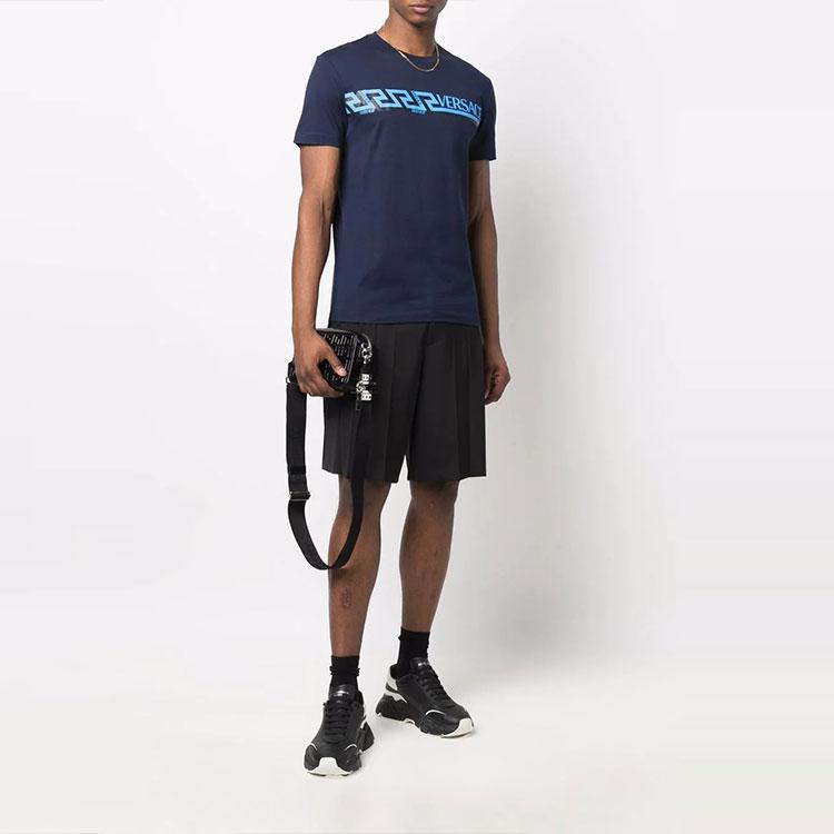 Versace Ss22 Logo Print Crew Neck Casual Short Sleeve T-Shirt Men Tops Blue 1003911-1A02781-1U830