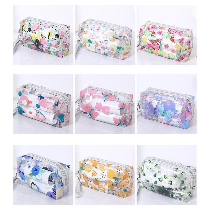 Storage Organizer Pvc Transparent Wash Bags Fruit Printed Cosmetic Pouch Large Travel Cosmetics Storage Makeup Accessory