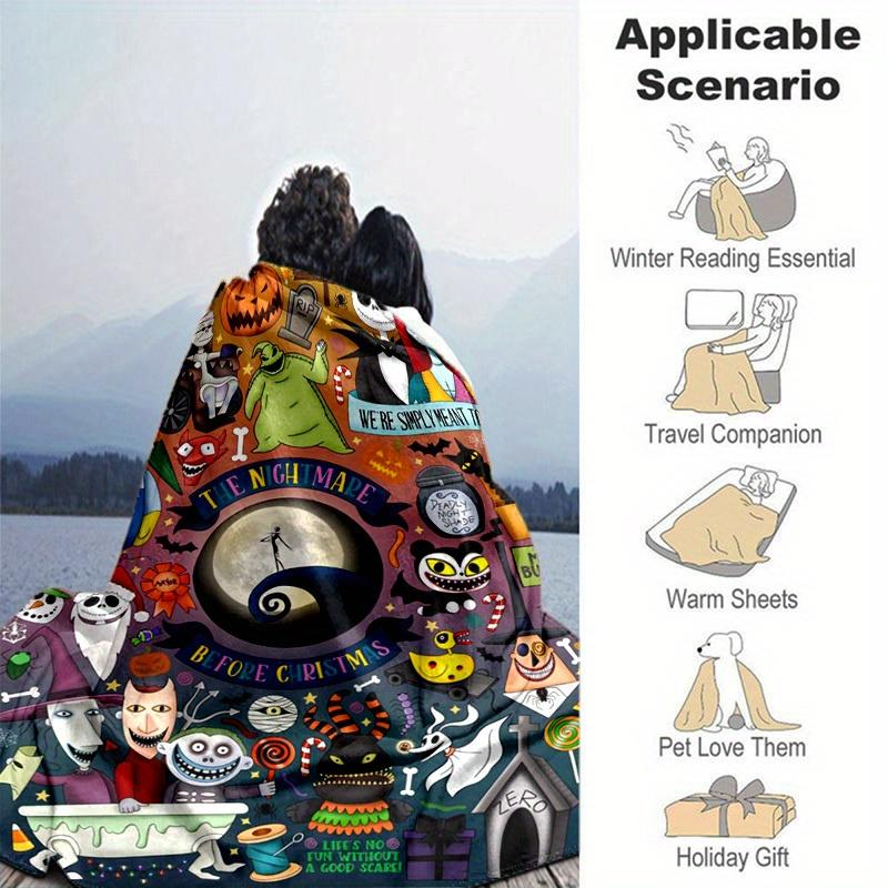 1pc. Halloween Themed Nightmare Before Christmas Cartoon Blanket, Seasonal Home Decor, Cozy Throw for All Seasons, Unique Gift Idea for FansC064