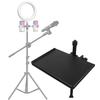 Microphone Stand Tray, Clamp-On Mic Rack Tray Height Adjustable with O-Rings Clamp, Mic Sound Card Holder for Recording
