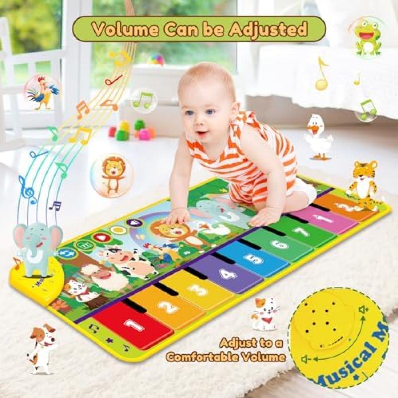 Baby Music Play Mat, Piano Dance Mat for Toddlers 1-3 Years Old, Educational Toys, Christmas Birthday Gifts for Boys Girls