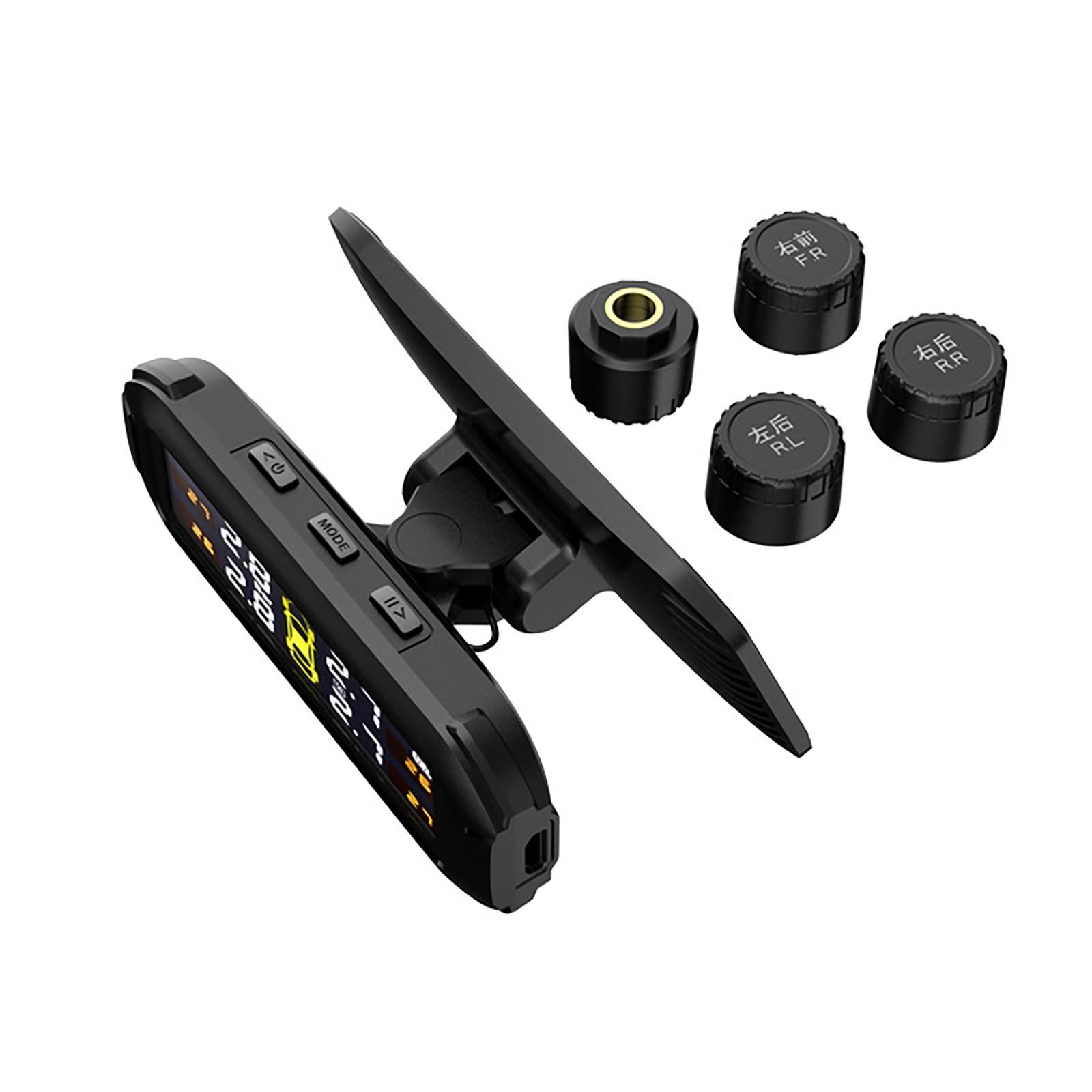 

Монитор давления в шинах Беспроводной автомобильный датчик давления на солнечных батареях с четырьмя датчиками, точность контроля давления One Size