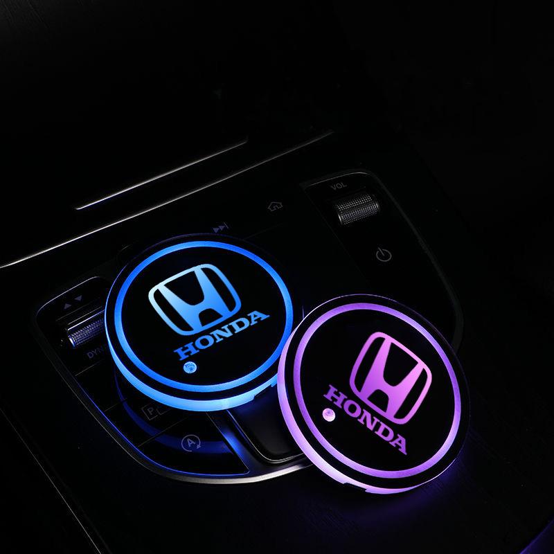 Luminous Car Coaster Water Cup Holder Pad Anti-slip Mat for Honda Fit Civic Accord 7 8 9 10 Pilot City Jazz CRV HRV