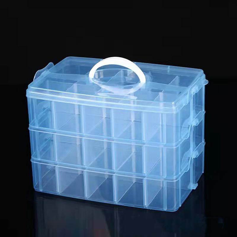 

3-х уровневый прозрачный пластиковый органайзер для косметики, коробка для хранения ювелирных изделий, съемный чехол для хранения, органайзер для игрушек, коробка для отделки синий