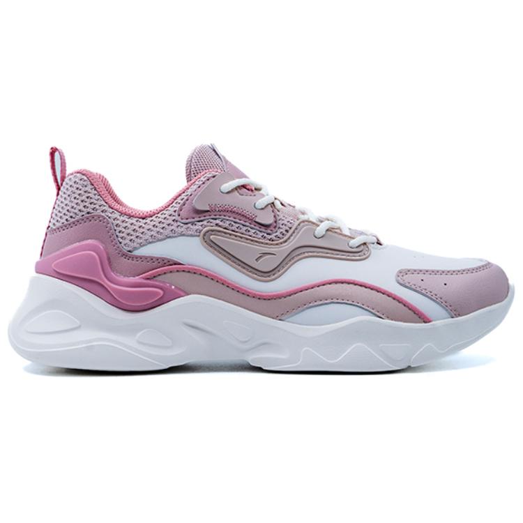 Anta Breakthrough Leather Fashion Versatile Non-Slip Wear-Resistant Low-Top Casual Shoes Women Casual Shoes White Pink 122518860R-1