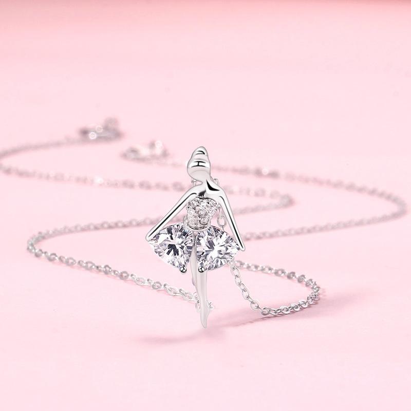 Ballet Dancer Necklace Girl High Sense Korean Version Fashion Light Luxury Niche Design Sense Versatile