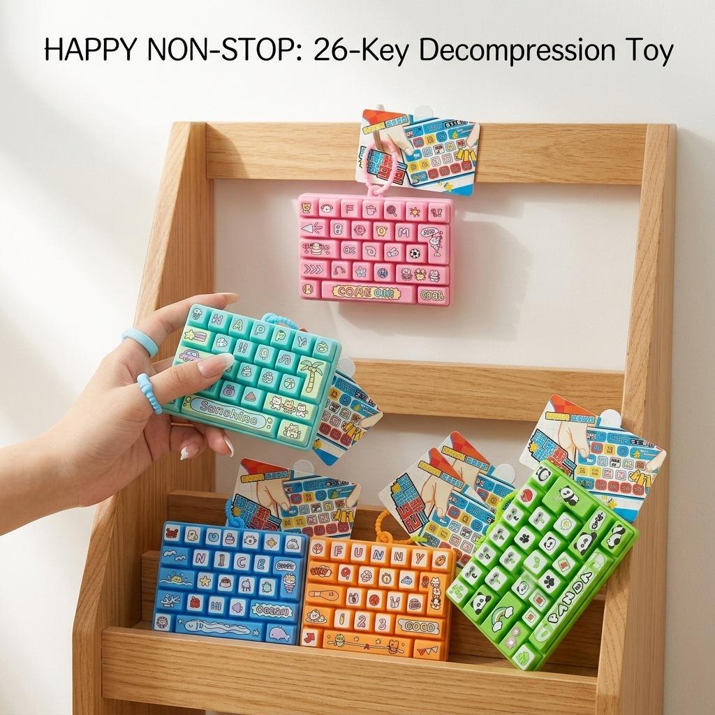 26 Keys Simulation Keyboard Fidget Spinner Stress Relief Toys Keychain Desktop Decoration Student Bag Ornament Toy Creative Gift