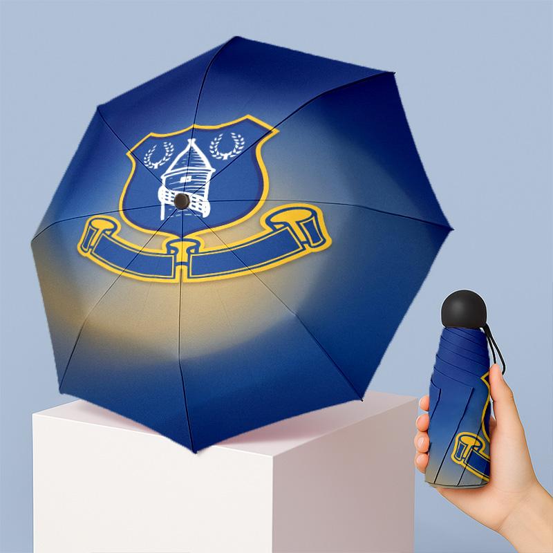 Everton Football Pattern Printed Mini 5 Folds 8 Ribs Compact Umbrella Windproof Waterproof Lightweight Portable Folding