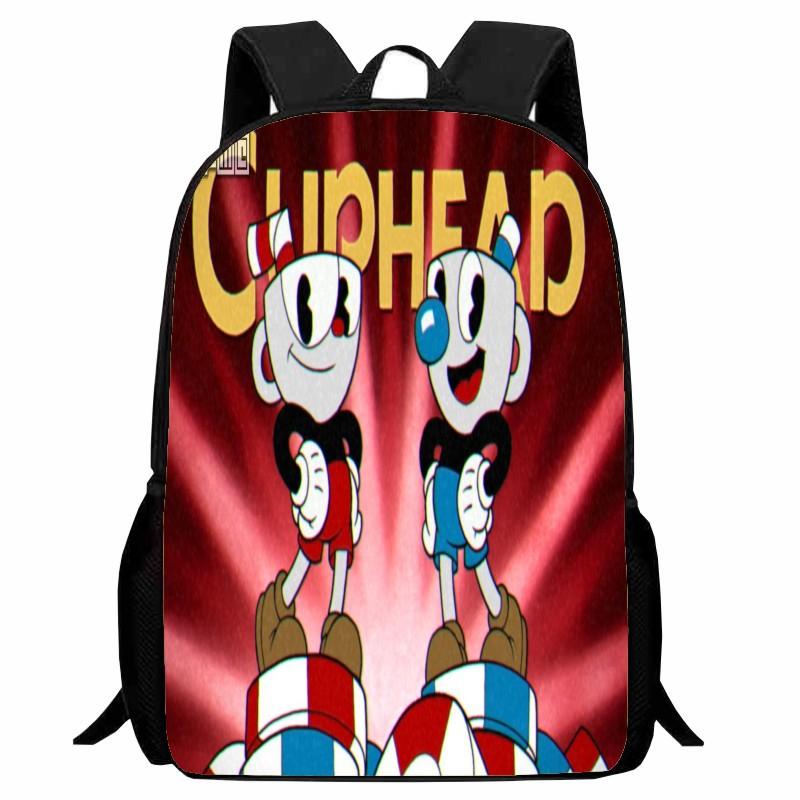 Cuphead Student Backpack Cartoon Teacup Head Backpack Lightweight 123 Grade Boys and Girls