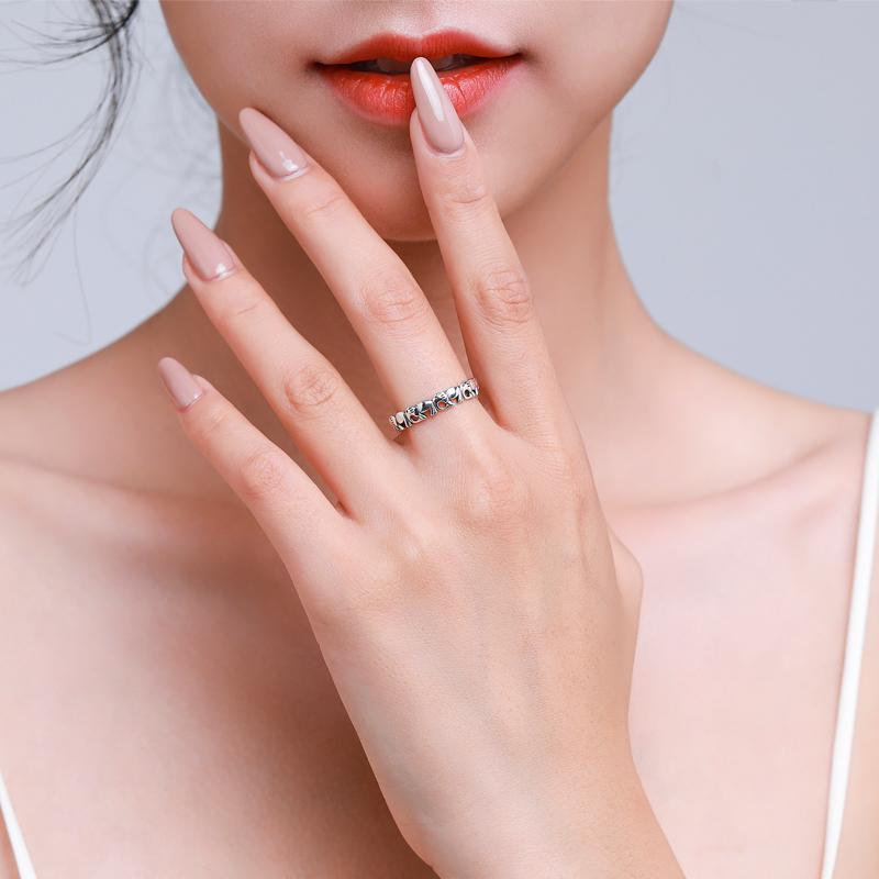MODIAN 925 Sterling Silver Animal Stohovatelné Sloní ženské kouzlo Roztomilý prsten na prst pro ženy Jemné šperky