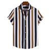 Camicia da Uomo Casual Larga a Maniche Corte a Righe con Collo a Revers