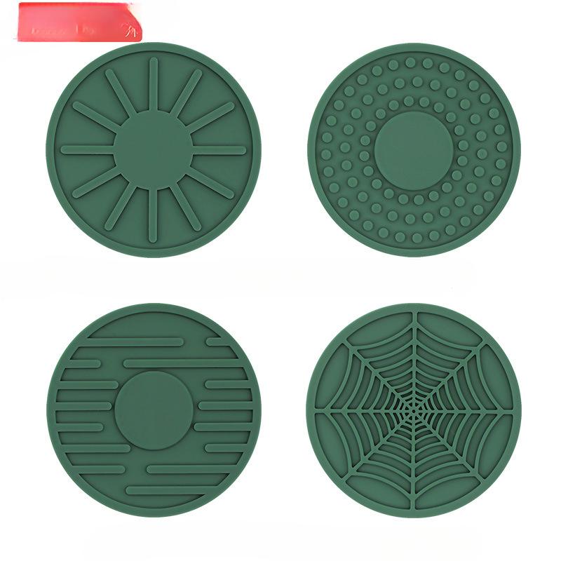 

Автомобильные подставки для воды Силиконовые автомобильные подставки внутри автомобиля Нескользящий коврик Круглая подушка Обивочные материалы 4set зелёный