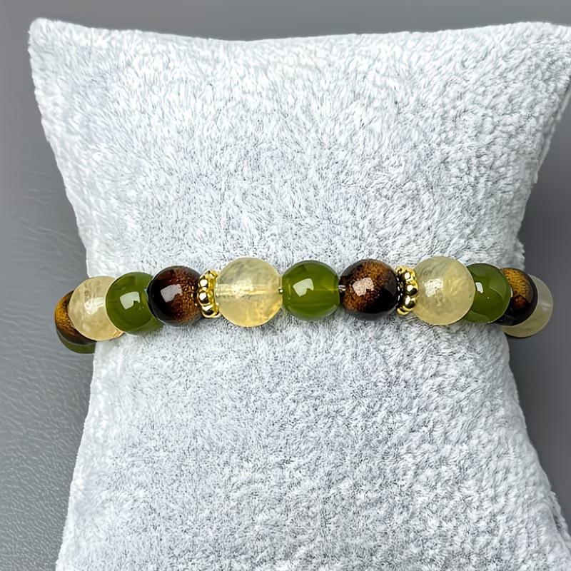 Natural Tiger's Eye & Citrine (Green Treasure) Beads with 8mm Stone Beads,Natural Gift