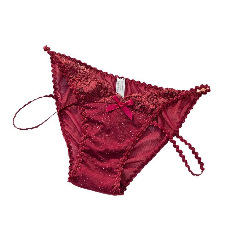 Lady Summer Ultra Thin Pure Desire Sexy Lace Thin Belt Without Trace Low Waist Triangle Briefs